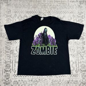 Rob Zombie T-Shirt Black Living Dead Girl Y2K Heavy Metal Rock Tee Size 2XL XXL